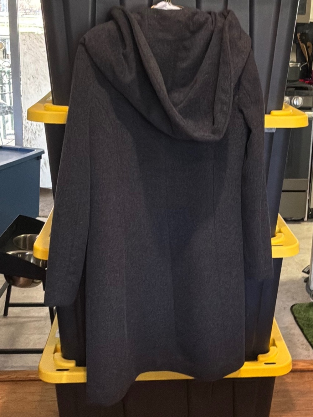 Cole Haan Winter Pea Coat with Large Hood Dark Gray Size 4 Zipper and Snap - Picture 2 of 6